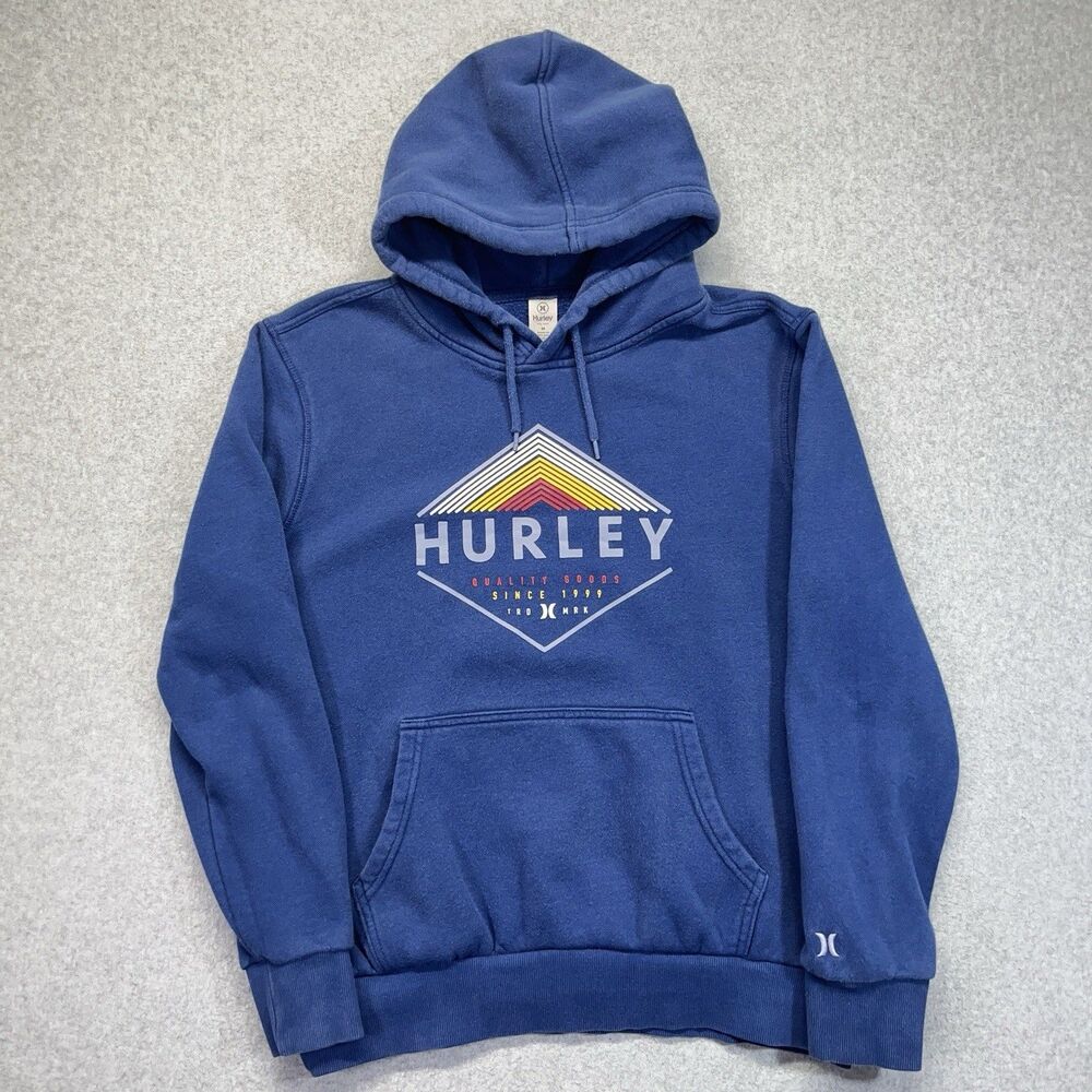 Hurley Hoodie Men’s Medium Blue Graphic Pullover Sweatshirt Drop Tag HMF21-02999